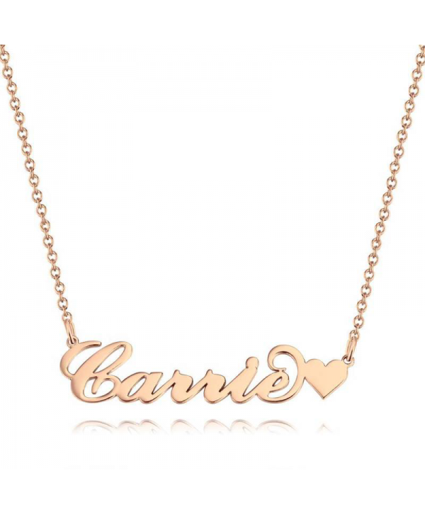 Carrie Style Custom Name Necklace with Little Heart Unique Gift Rose Gold For Her