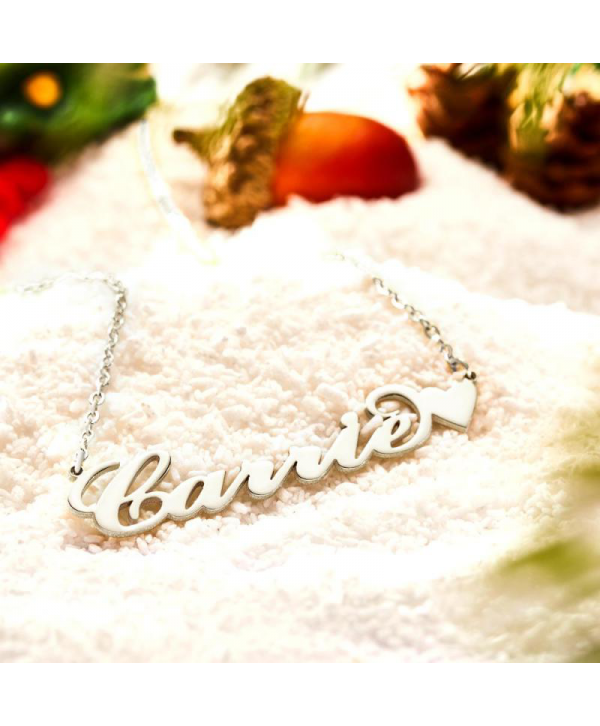 Carrie Style Custom Name Necklace with Little Heart Unique Gift Rose Gold For Her