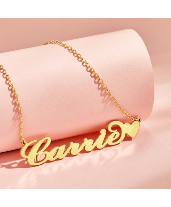 Mother's Day Gift Carrie Style Custom Name Necklace with Little Heart Unique Gift 14K Gold