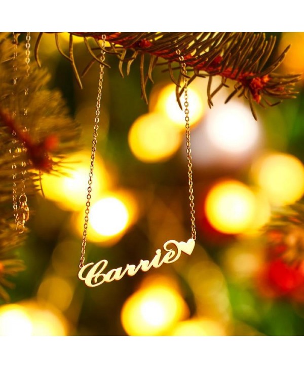 Mother's Day Gift Carrie Style Custom Name Necklace with Little Heart Unique Gift 14K Gold