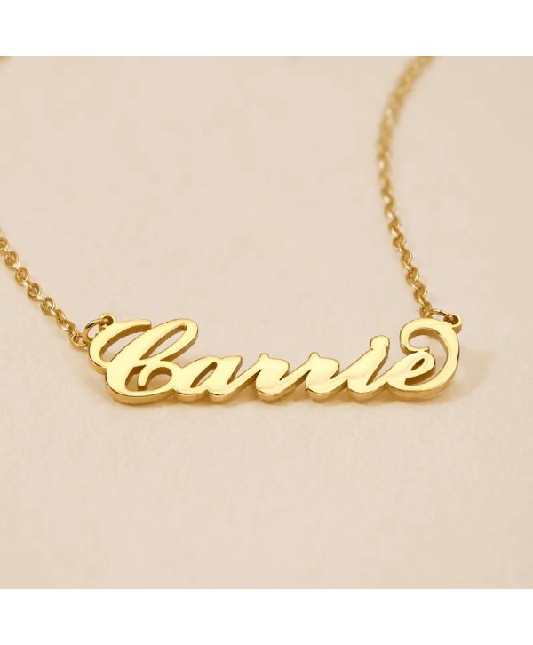 14K Gold Plated Carrie Name Necklace Copper Custom Name Necklace