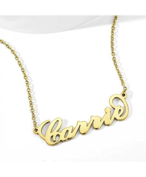 14K Gold Plated Carrie Name Necklace Copper Custom Name Necklace