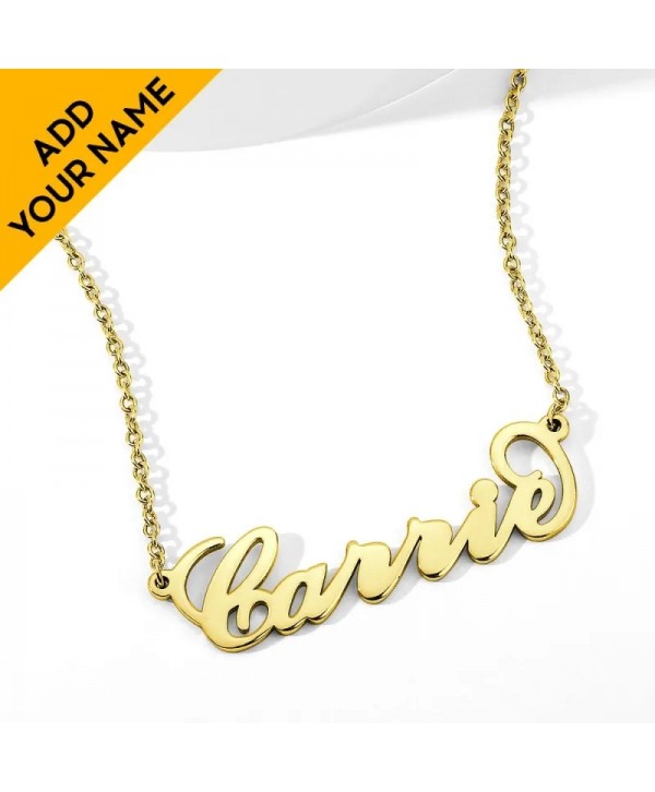 14K Gold Plated Carrie Name Necklace Copper Custom Name Necklace