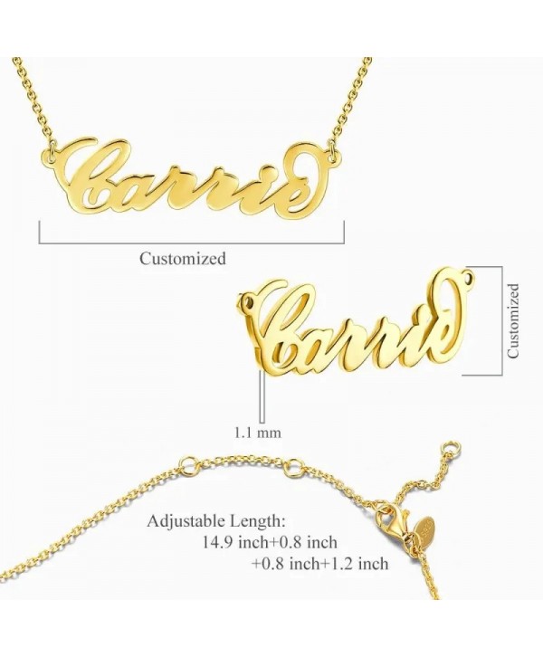 14K Gold Plated Carrie Name Necklace Copper Custom Name Necklace