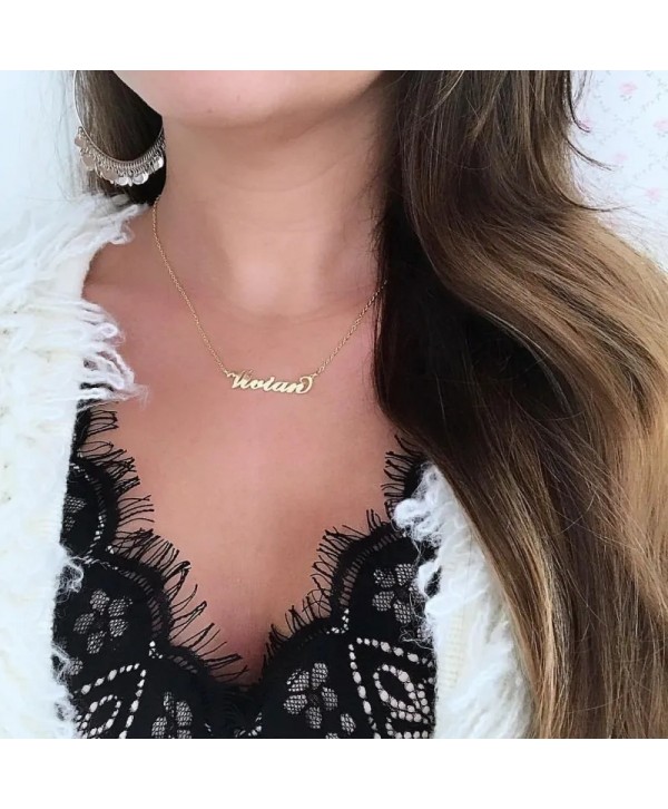 14K Gold Plated Carrie Name Necklace Copper Custom Name Necklace