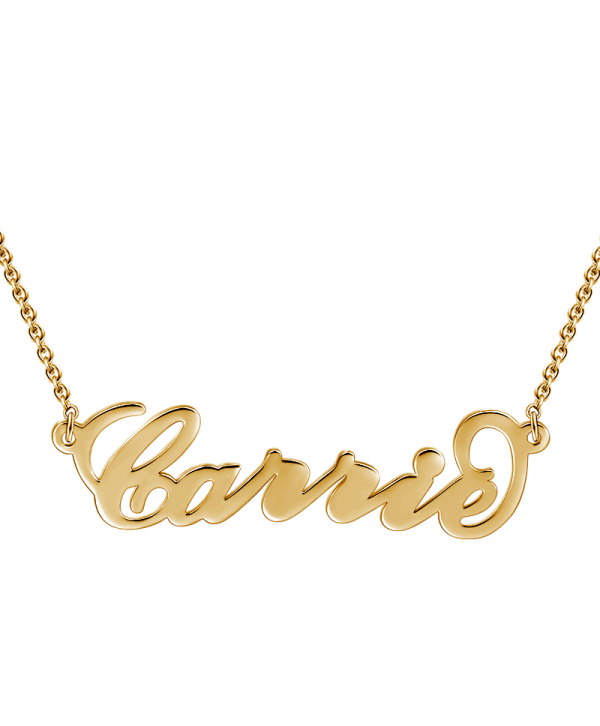 Custom Carrie Style Name Necklace In 14k Gold Plated