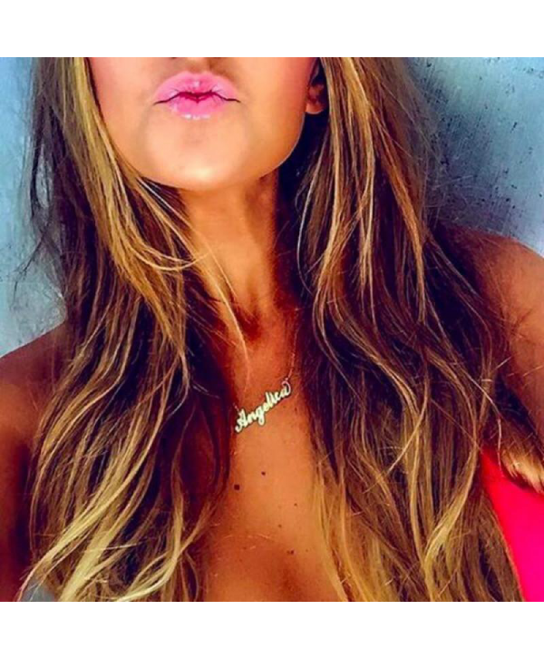 Custom Carrie Style Name Necklace In 14k Gold Plated