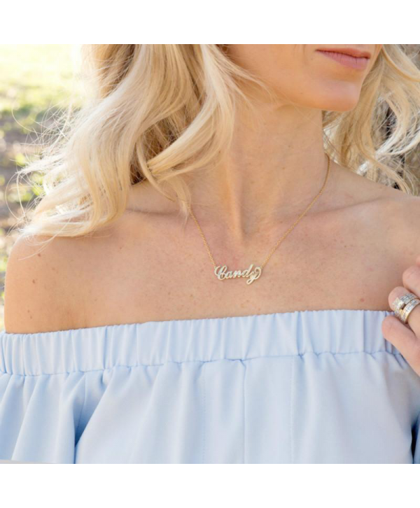 Custom Carrie Style Name Necklace In 14k Gold Plated