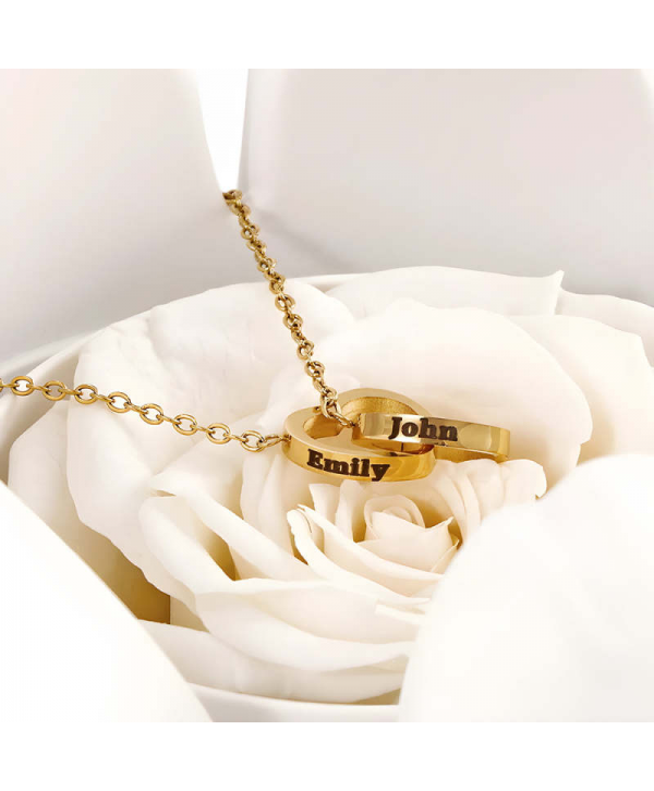 Engraved Heart Necklace with Real Rose Bear Giftbox Rose Shaped Necklace Gift Box Jewellery Gift Box