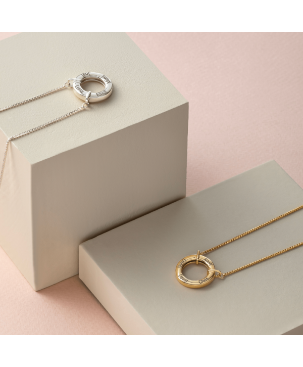 Personalized Family Circle Necklace Custom Engraved Love Circle Necklace The "Forever Connected" Engraved Circle Necklace