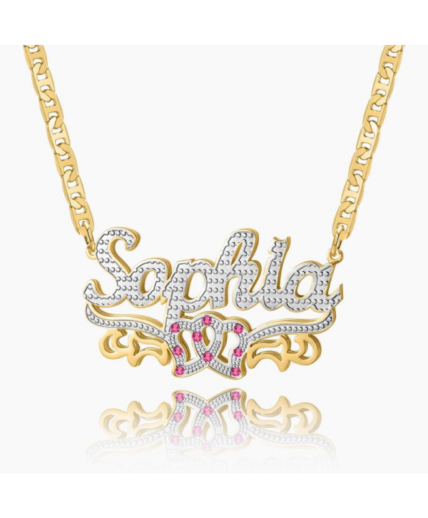 Dazzling Double Plated Name Necklace Custom "Heart of Gold" Name Necklace Personalized Double Plated Name Necklace