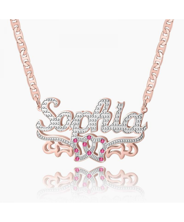 Dazzling Double Plated Name Necklace Custom "Heart of Gold" Name Necklace Personalized Double Plated Name Necklace