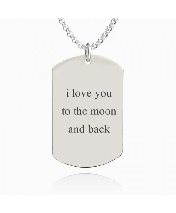 Women's Women's Photo Engraved Tag Necklace With Engraving Silver