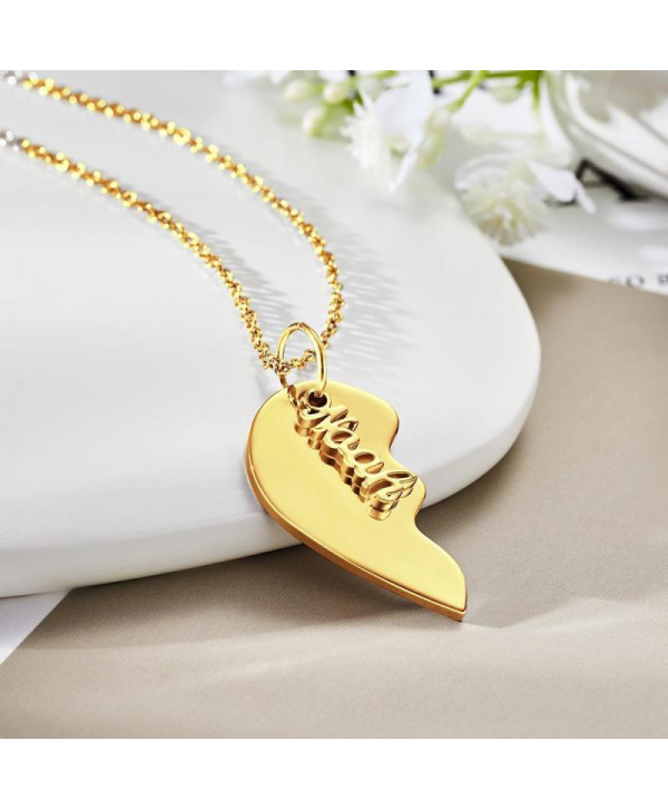 Custom Engraved Heart Necklace Memorial Couple's Gift