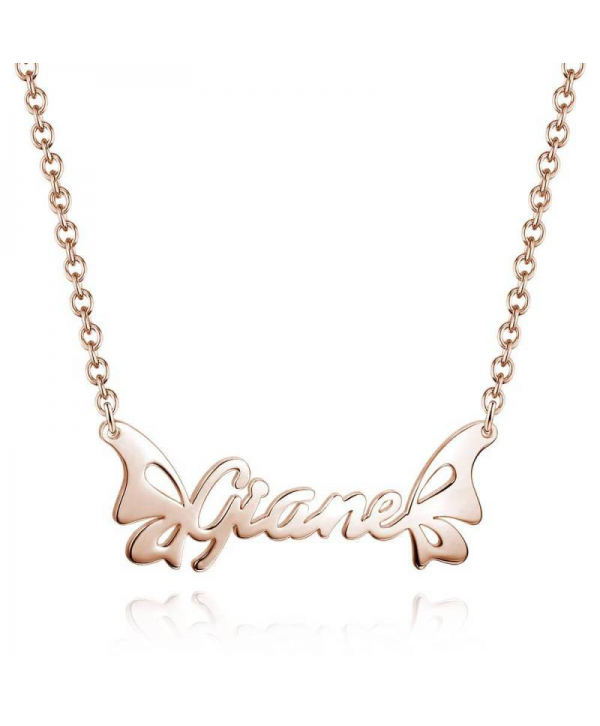 Personalized Butterfly Name Necklace 14K Gold For Her