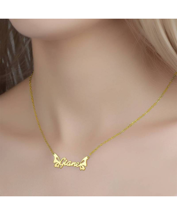 Personalized Butterfly Name Necklace 14K Gold For Her
