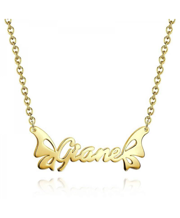 Personalized Butterfly Name Necklace 14K Gold For Her